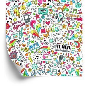 Behang Voor Kinderen - Kleurrijk Muziekpatroon