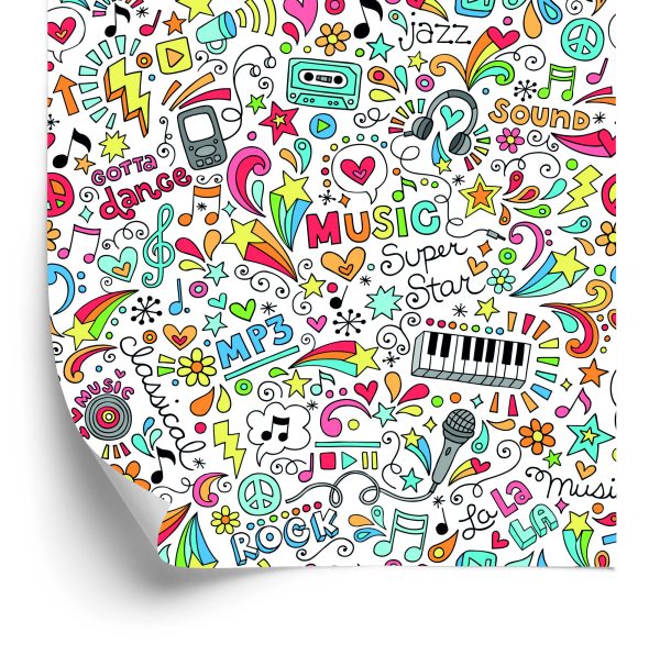 Behang Voor Kinderen - Kleurrijk Muziekpatroon
