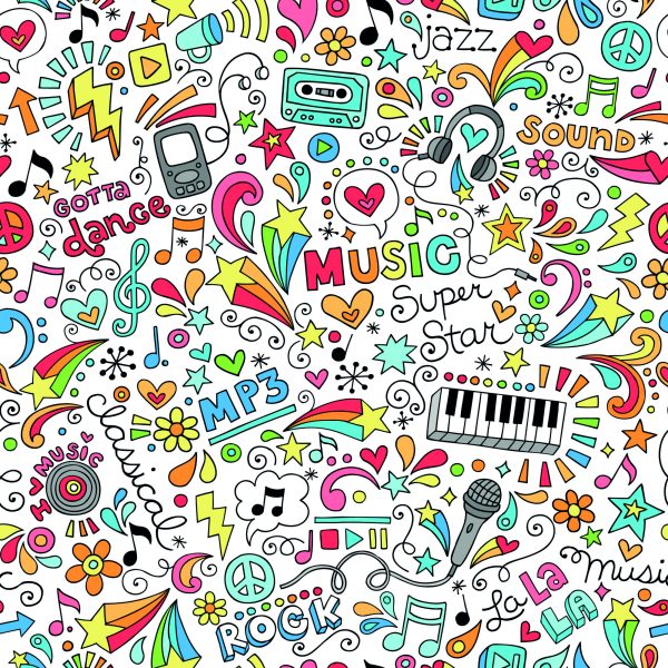 Behang Voor Kinderen - Kleurrijk Muziekpatroon - Afbeelding 2