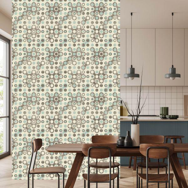 Behang Abstracte Cirkels In Retrostijl - Afbeelding 4