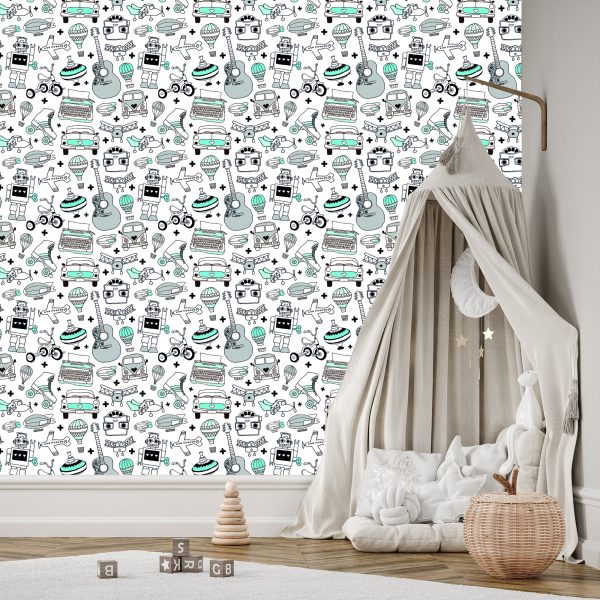 Behang Voor Kinderen - Vintage Speelgoed - Afbeelding 3