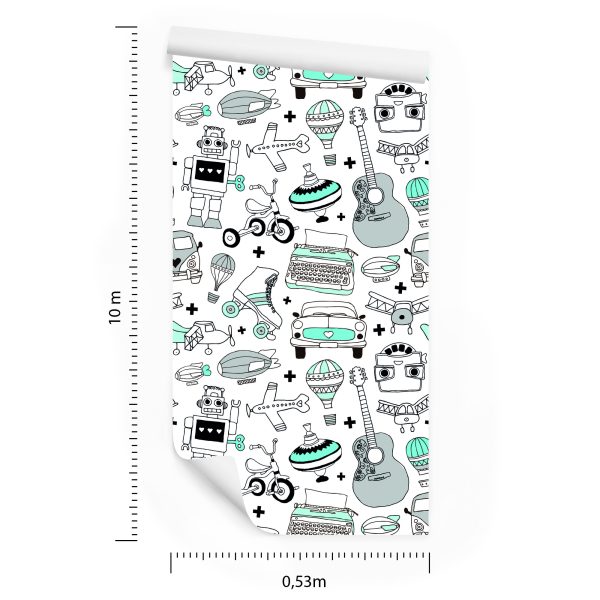 Behang Voor Kinderen - Vintage Speelgoed - Afbeelding 8