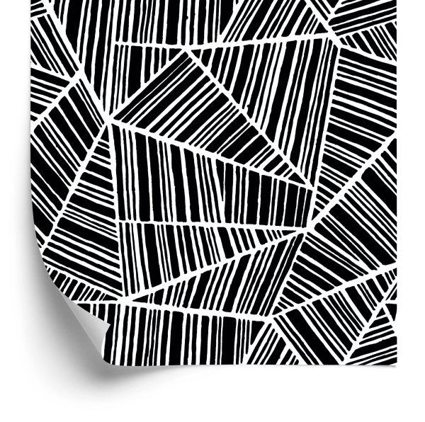 Behang Zwart-Witte Geometrische Patronen