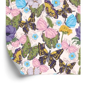 Behang Voor Kinderen - Vlinders Tussen Bloemen