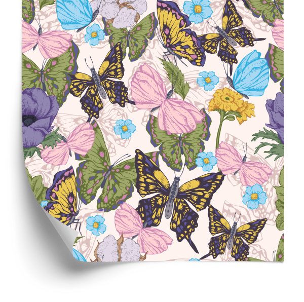 Behang Voor Kinderen - Vlinders Tussen Bloemen