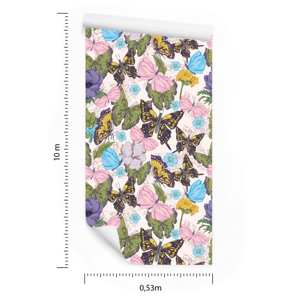 Behang Voor Kinderen - Vlinders Tussen Bloemen - Afbeelding 8