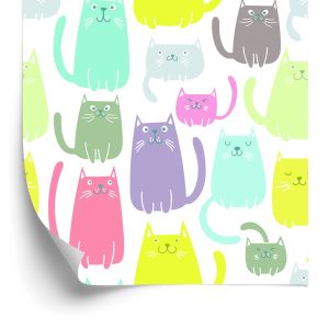 Behang Voor Kinderen - Kleurrijke Vrolijke Katten