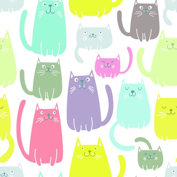 Behang Voor Kinderen - Kleurrijke Vrolijke Katten - Afbeelding 2