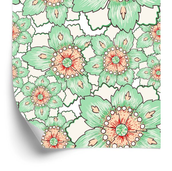 Behang Kleurrijke Bloemen In Vintage Stijl