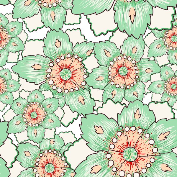 Behang Kleurrijke Bloemen In Vintage Stijl - Afbeelding 2