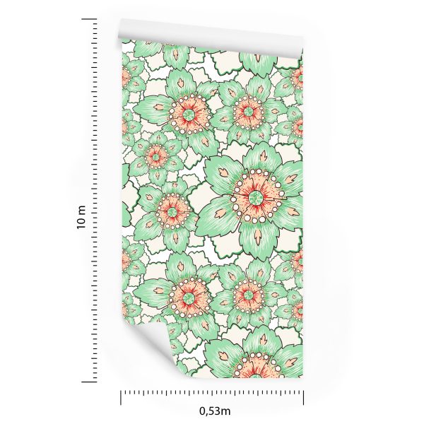 Behang Kleurrijke Bloemen In Vintage Stijl - Afbeelding 8