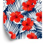 Behang Tropische Bloemen En Bladeren