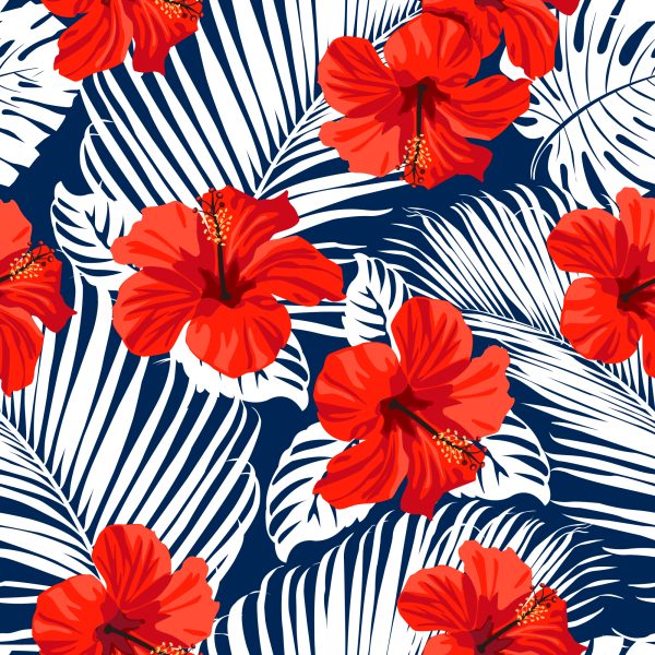 Behang Tropische Bloemen En Bladeren - Afbeelding 2