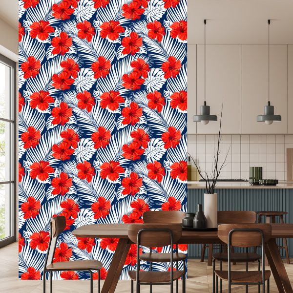 Behang Tropische Bloemen En Bladeren - Afbeelding 4