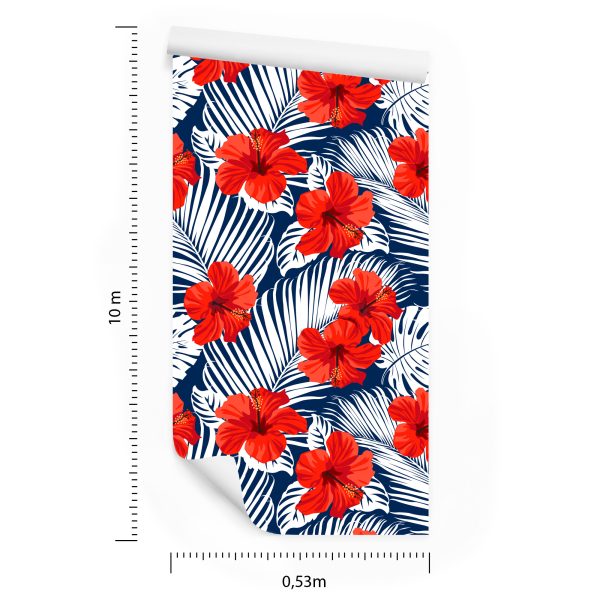 Behang Tropische Bloemen En Bladeren - Afbeelding 8