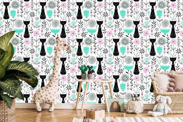 Behang Voor Kinderen - Kittens En Planten - Afbeelding 5