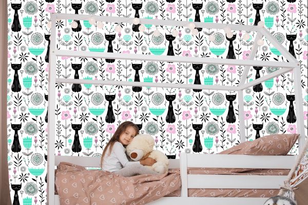 Behang Voor Kinderen - Kittens En Planten - Afbeelding 7