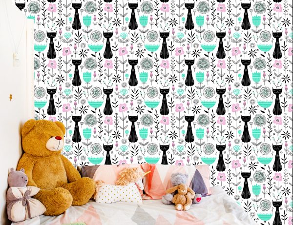 Behang Voor Kinderen - Kittens En Planten - Afbeelding 6