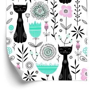 Behang Voor Kinderen - Kittens En Planten