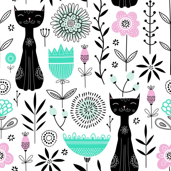 Behang Voor Kinderen - Kittens En Planten - Afbeelding 2