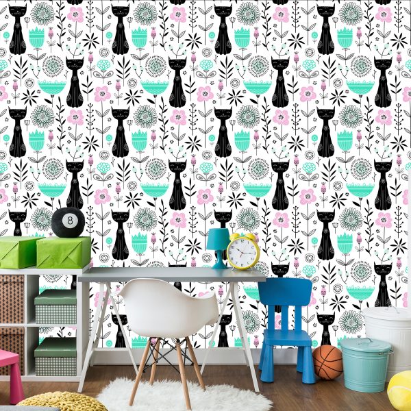 Behang Voor Kinderen - Kittens En Planten - Afbeelding 4