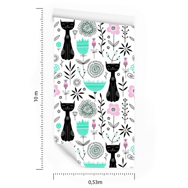 Behang Voor Kinderen - Kittens En Planten - Afbeelding 8