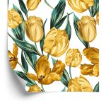 Behang Gele Tulpen Op Een Witte Achtergrond