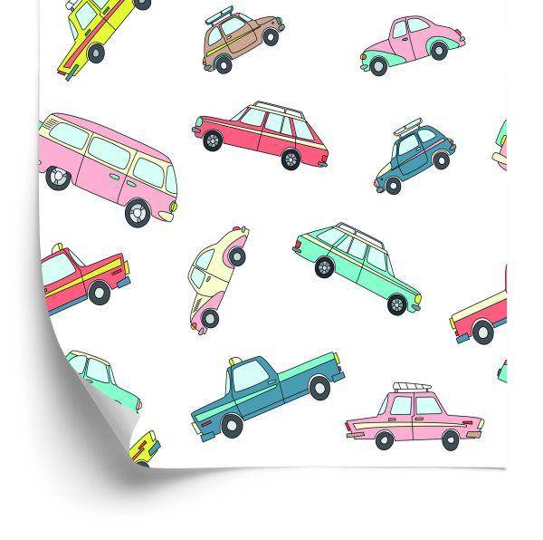 Behang Voor Kinderen - Kleurrijke Retro Auto's