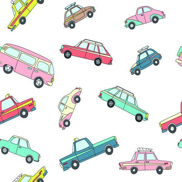 Behang Voor Kinderen - Kleurrijke Retro Auto's - Afbeelding 2