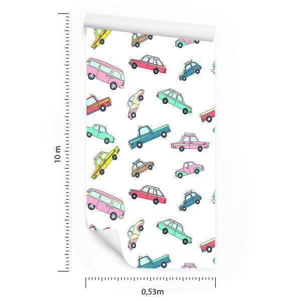 Behang Voor Kinderen - Kleurrijke Retro Auto's - Afbeelding 8