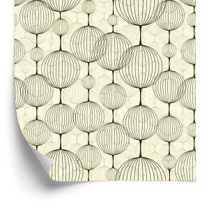 Behang Retro - Abstracte Zwarte Patronen