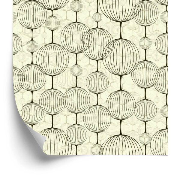 Behang Retro - Abstracte Zwarte Patronen