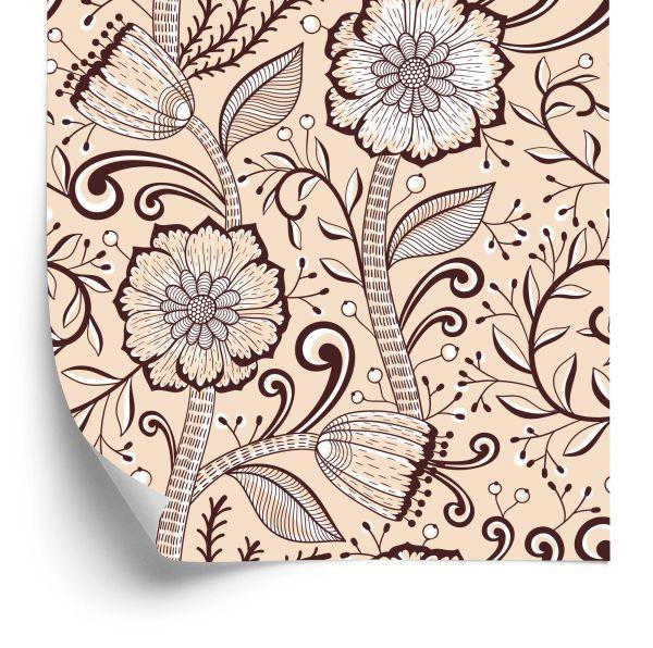 Behang Mooie Bloemen In Retrostijl