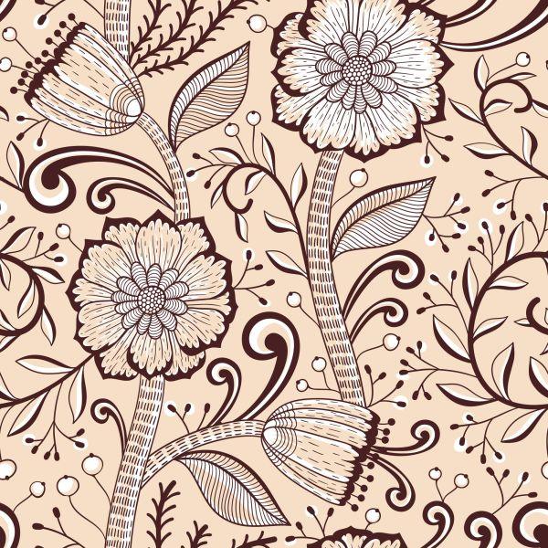 Behang Mooie Bloemen In Retrostijl - Afbeelding 2
