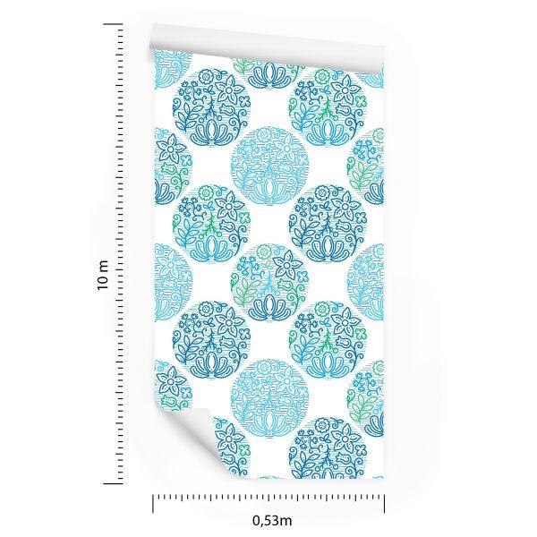 Behang Turkoois Plantpatronen - Afbeelding 8