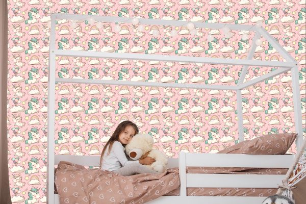 Behang Voor Kinderen - Eenhoorns, Wolken En Sterren - Afbeelding 7