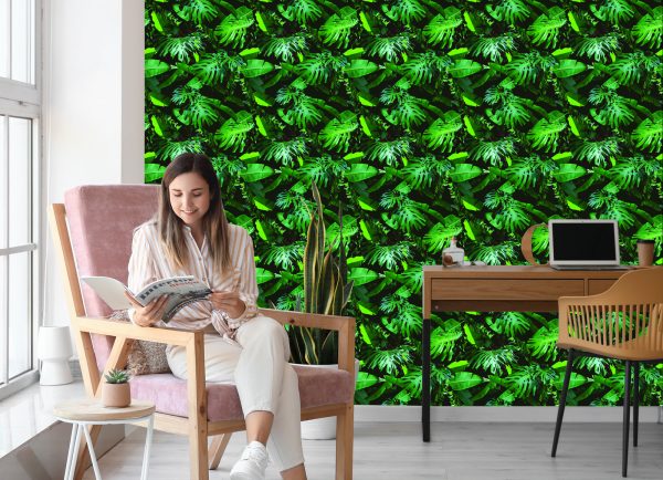 Behang Moderne Groene Bladeren - Afbeelding 7