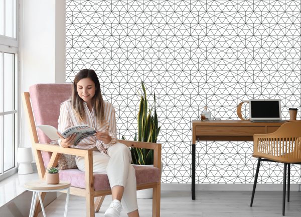 Behang Zwart-Wit Geometrisch Patroon - Afbeelding 7