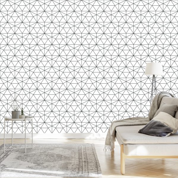 Behang Zwart-Wit Geometrisch Patroon - Afbeelding 3