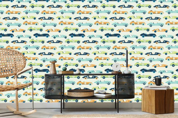 Behang Voor Kinderen - Raceauto's In Vintage Stijl - Afbeelding 5