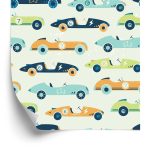 Behang Voor Kinderen - Raceauto's In Vintage Stijl