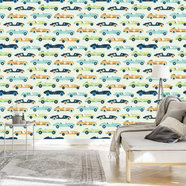 Behang Voor Kinderen - Raceauto's In Vintage Stijl - Afbeelding 3