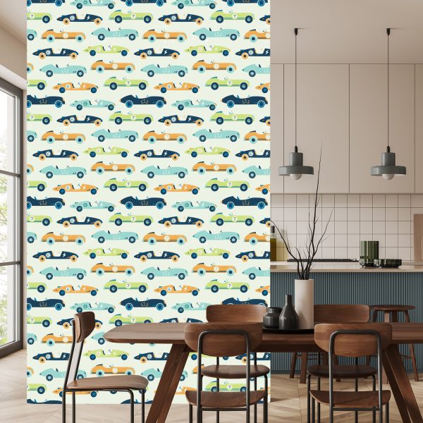Behang Voor Kinderen - Raceauto's In Vintage Stijl - Afbeelding 4