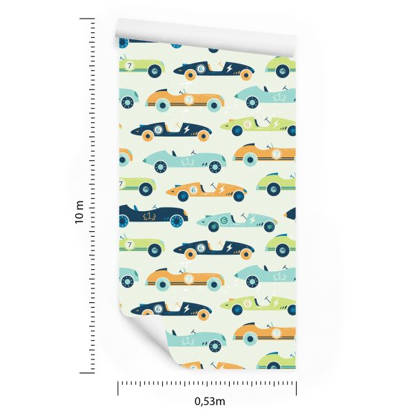 Behang Voor Kinderen - Raceauto's In Vintage Stijl - Afbeelding 8