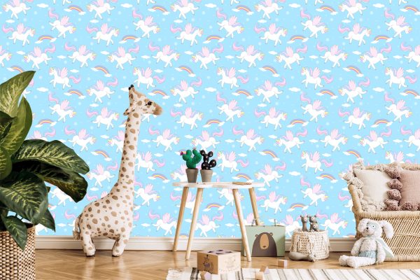 Behang Voor Kinderen - Schattige Eenhoorn - Pegasi - Afbeelding 5