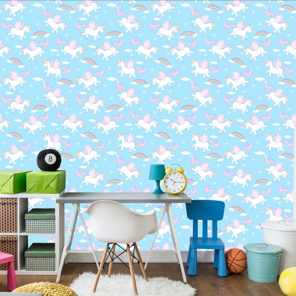 Behang Voor Kinderen - Schattige Eenhoorn - Pegasi - Afbeelding 4