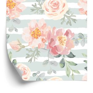 Behang Bloemen - Pastelkleurige Rozen En Pioenrozen