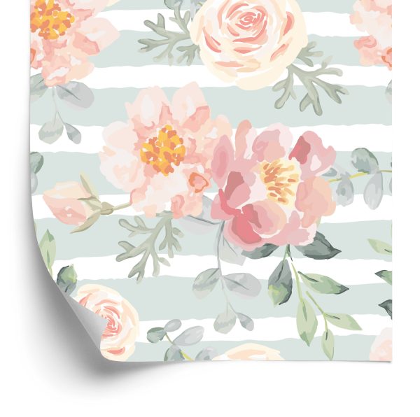 Behang Bloemen - Pastelkleurige Rozen En Pioenrozen