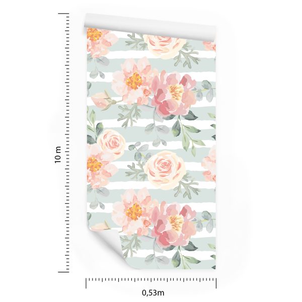 Behang Bloemen - Pastelkleurige Rozen En Pioenrozen - Afbeelding 8