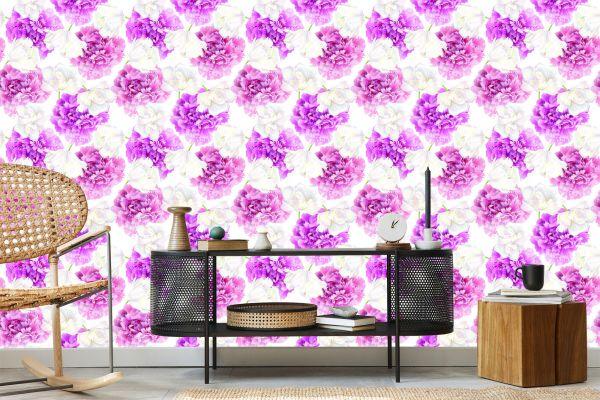 Behang Roze Pioenrozen En Witte Tulpen - Afbeelding 5